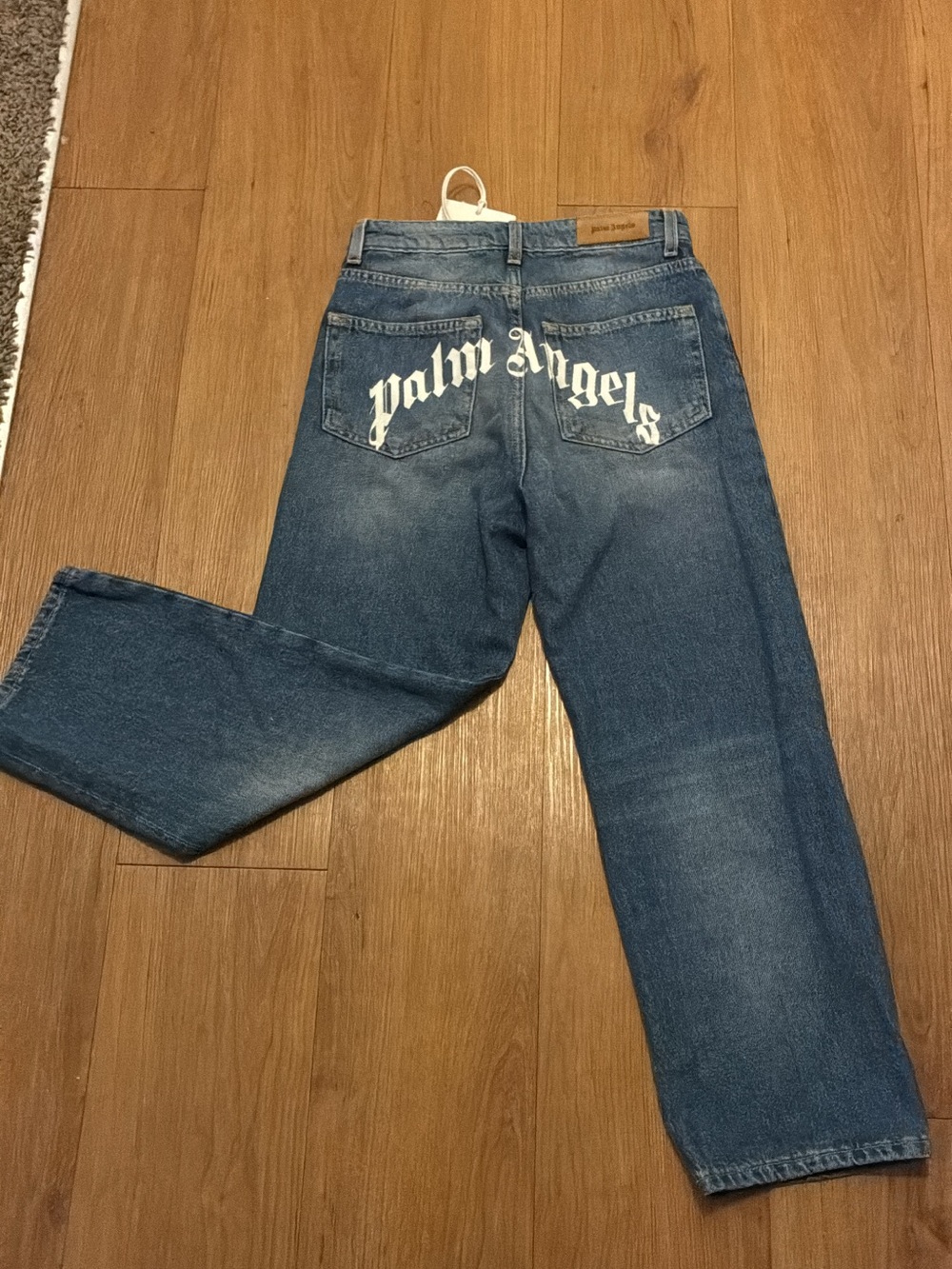 Palm Angels blue Denim Jeans with White Back Logot